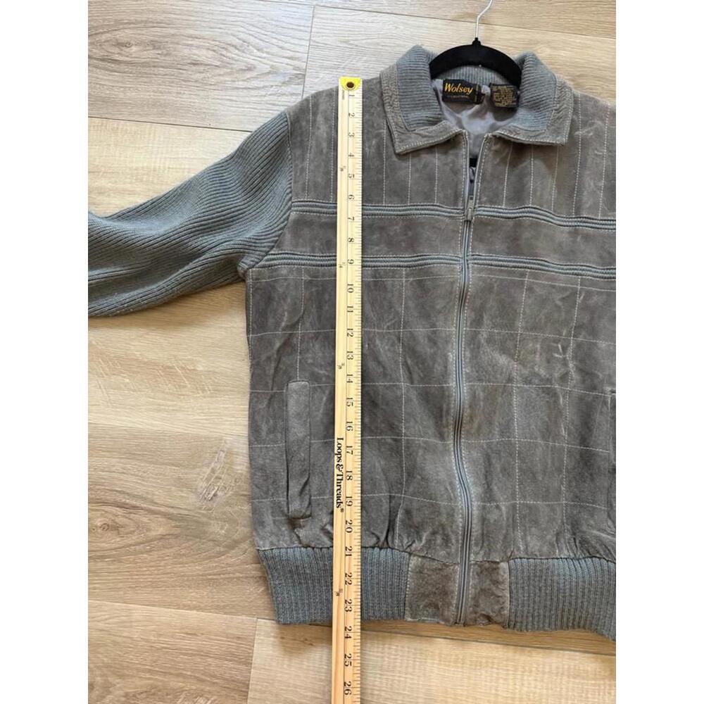 Wolsey International Vintage Suede and Wool Sweater Zip Up Men's L - Picture 4 of 6
